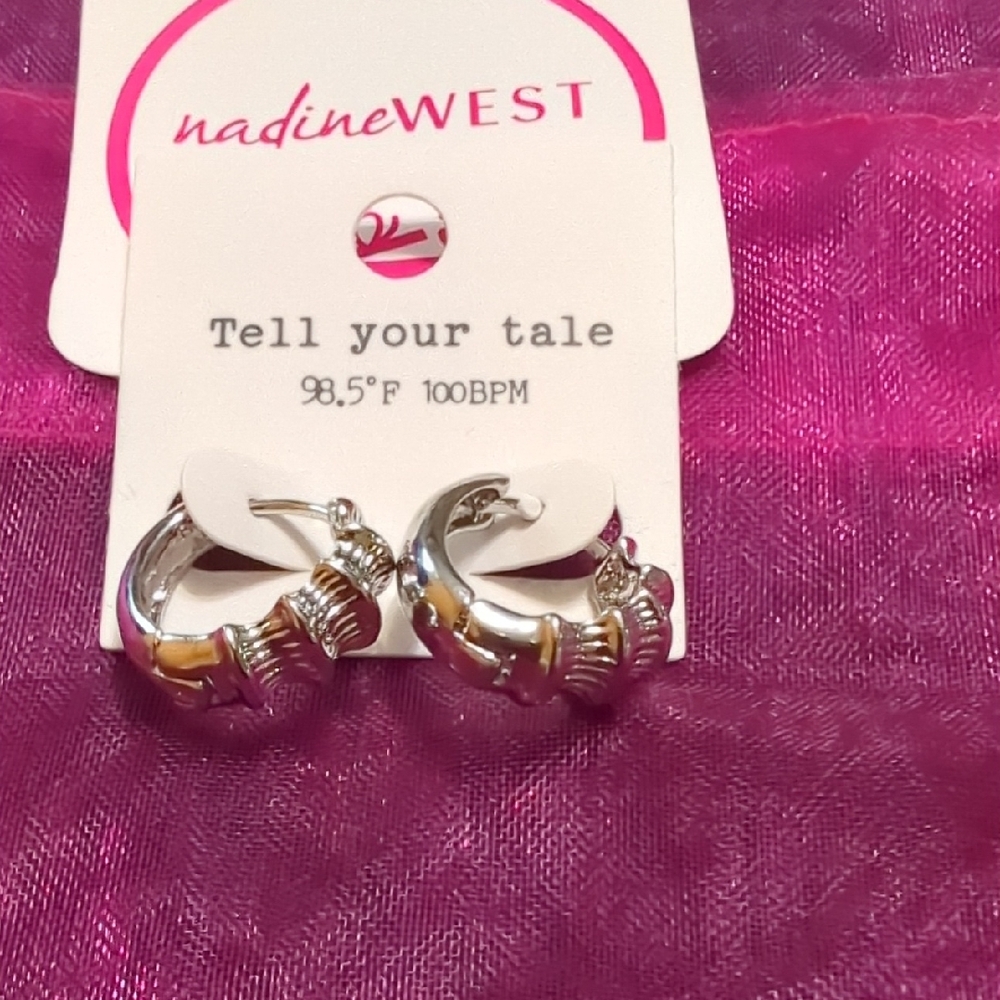 Nine West Silver Star Hoop Earrings